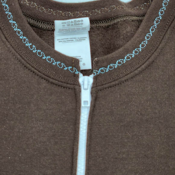 Handmade Appliqued Cat Full Zip Sweatshirt Size Large Color Brown & Blue - Picture 5 of 10